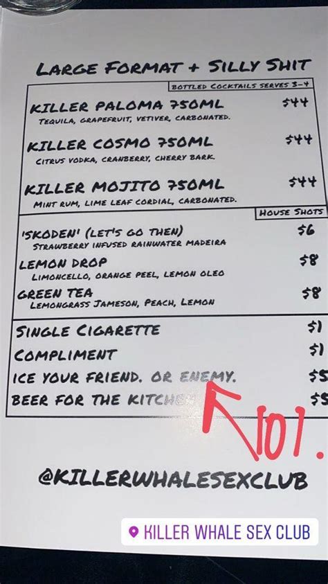 killer whale sex club menu|Killer Whale Sex Club in Phoenix